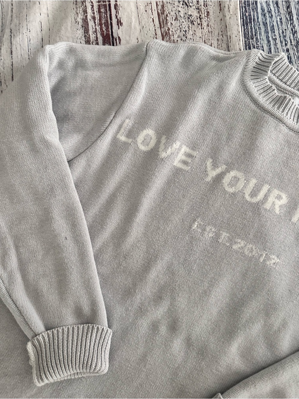 Love Your Melon Light Gray Logo Knit Sweater - Picture 5 of 9